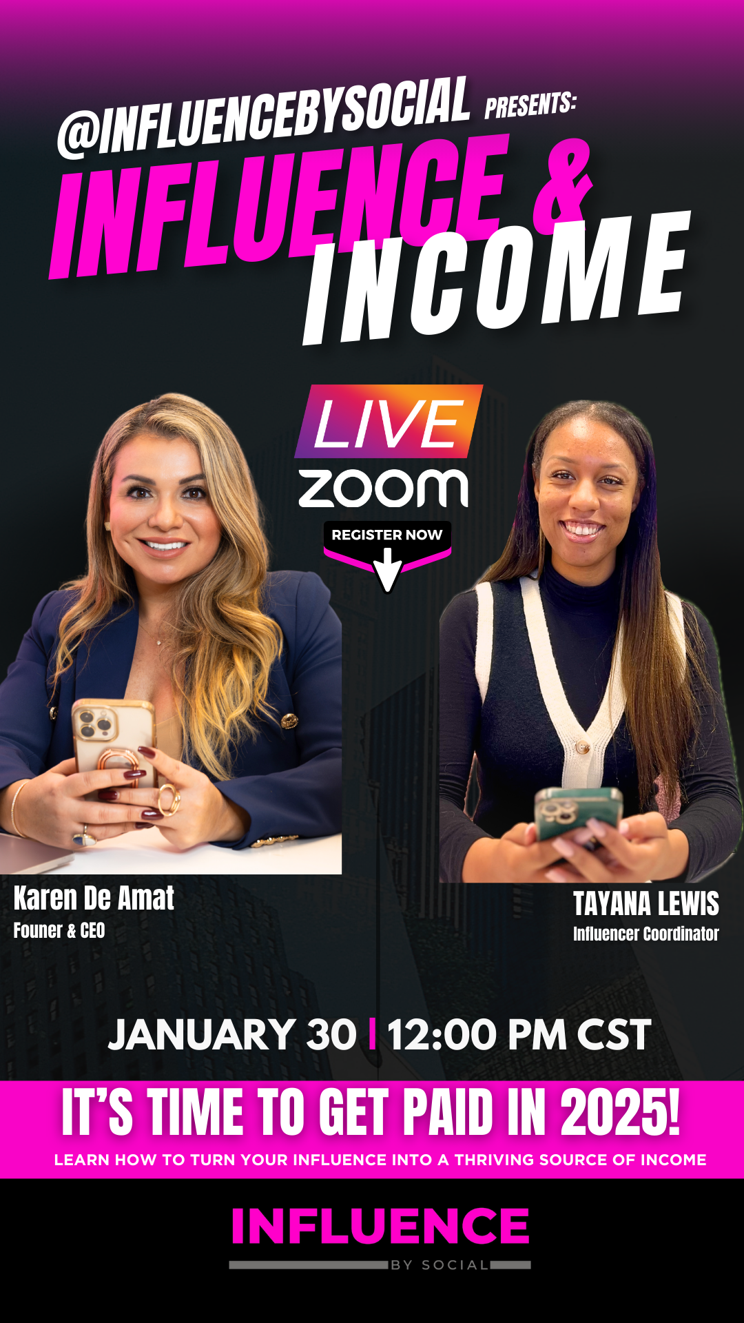 influence and income influencer event free 2025 earning revenue presented by influence by social influencer marketing agency